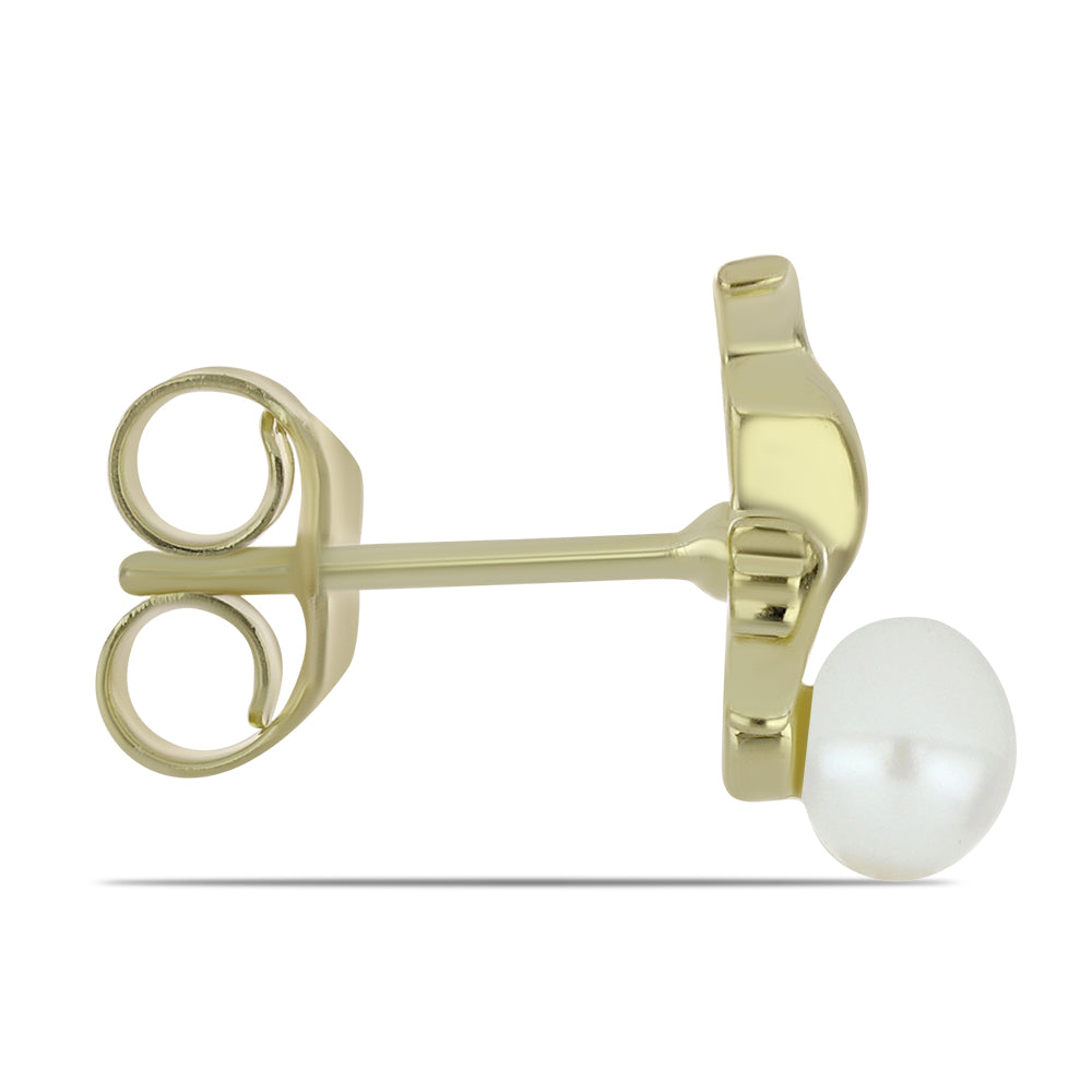 Arannyal Bevont Ezüst Fülbevaló Fehér Édesvízi Kagylógyönggyel 2 