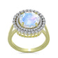 Arannyal Bevont Ezüst Gyűrű Szivárvány Holdkővel és Aquamarinnal