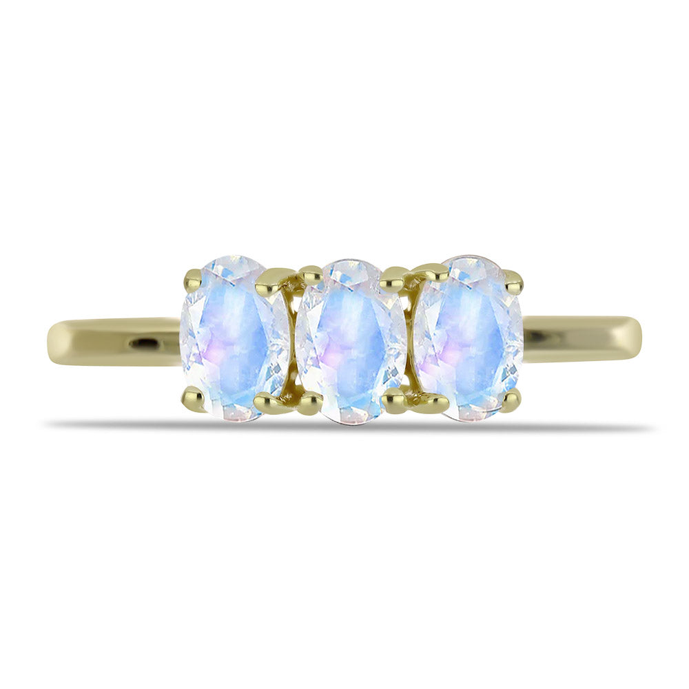 Arannyal Bevont Ezüst Gyűrű Szivárvány Holdkővel 1 