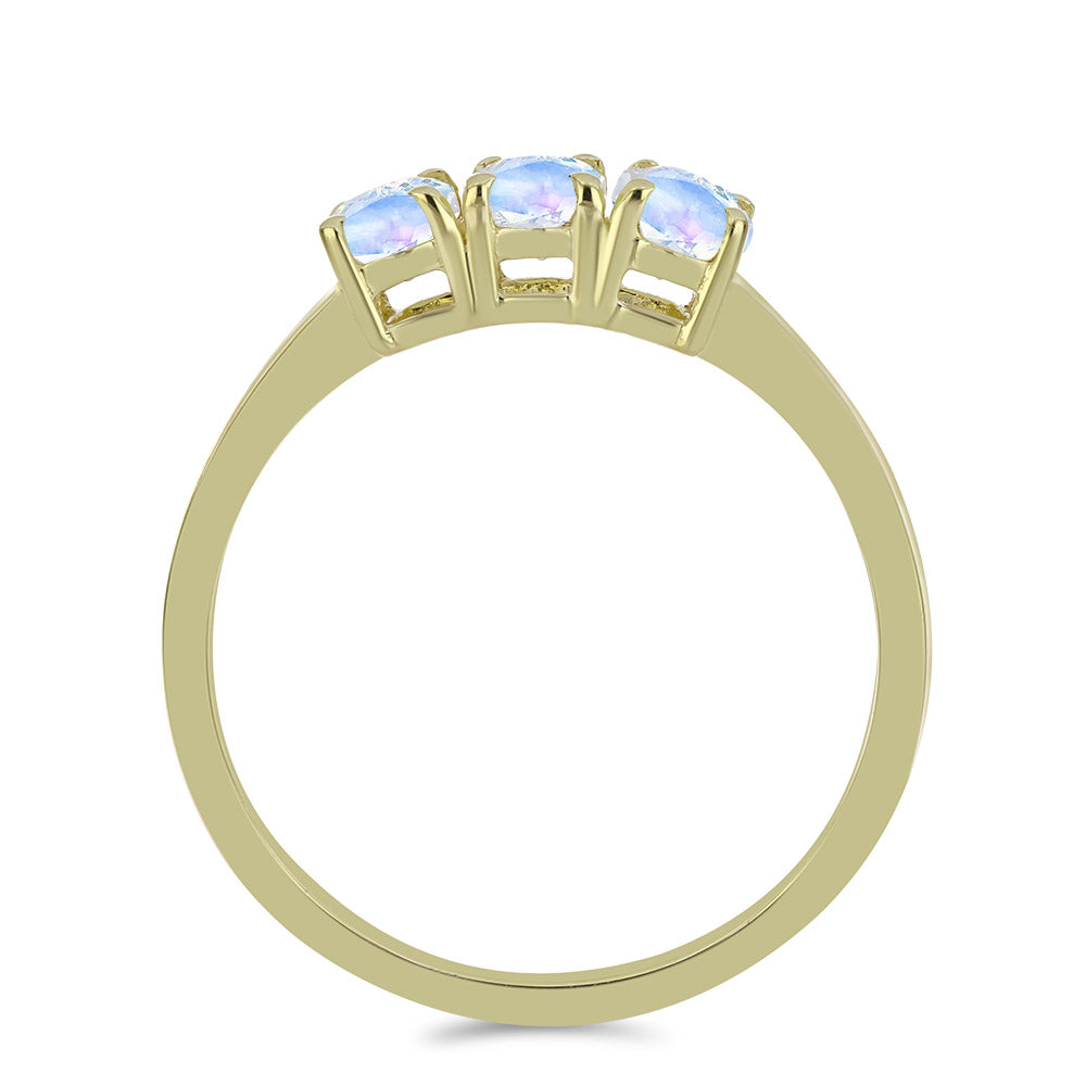 Arannyal Bevont Ezüst Gyűrű Szivárvány Holdkővel 2 