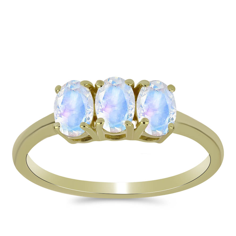 Arannyal Bevont Ezüst Gyűrű Szivárvány Holdkővel 3 