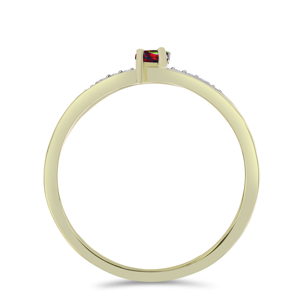 Arannyal Bevont Ezüst Gyűrű Lega Dembi Éjfekete Etiópiai Opállal és Fehér Topázzal