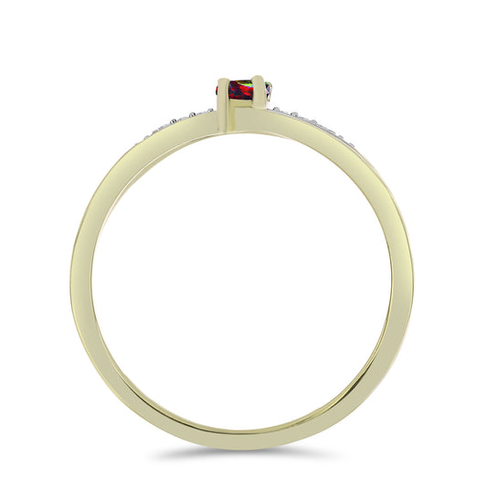 Arannyal Bevont Ezüst Gyűrű Lega Dembi Éjfekete Etiópiai Opállal és Fehér Topázzal