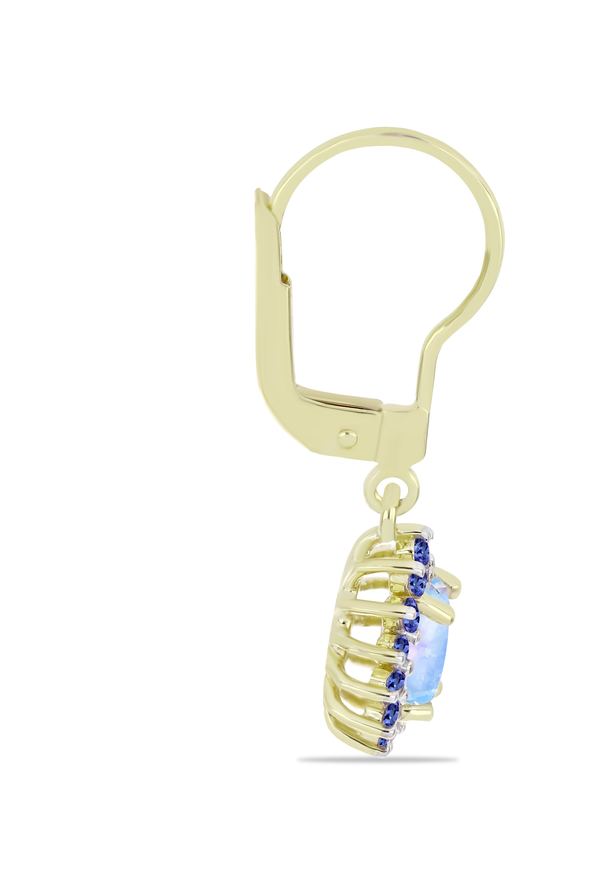 Arannyal Bevont Ezüst Fülbevaló Szivárvány Holdkővel és Tanzanittal 2 