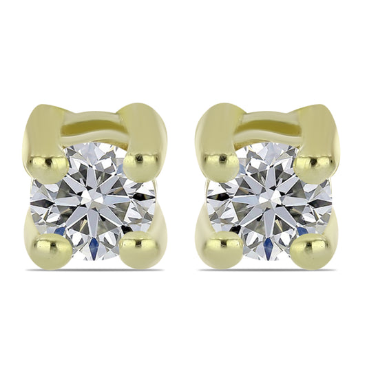 Arannyal Bevont Ezüst Fülbevaló Minősített laboratóriumban előállított Gyémánttal