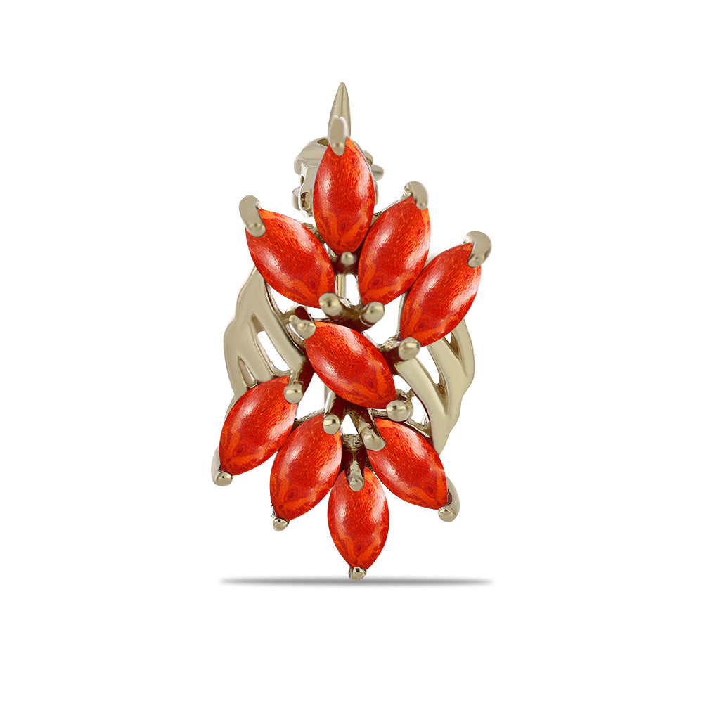 Arannyal Bevont Ezüst Bross Vörös Szivacs Korallal 1 
