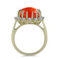 Arannyal Bevont Ezüst Gyűrű Vörös Szivacs Korallal és Fehér Topázzal