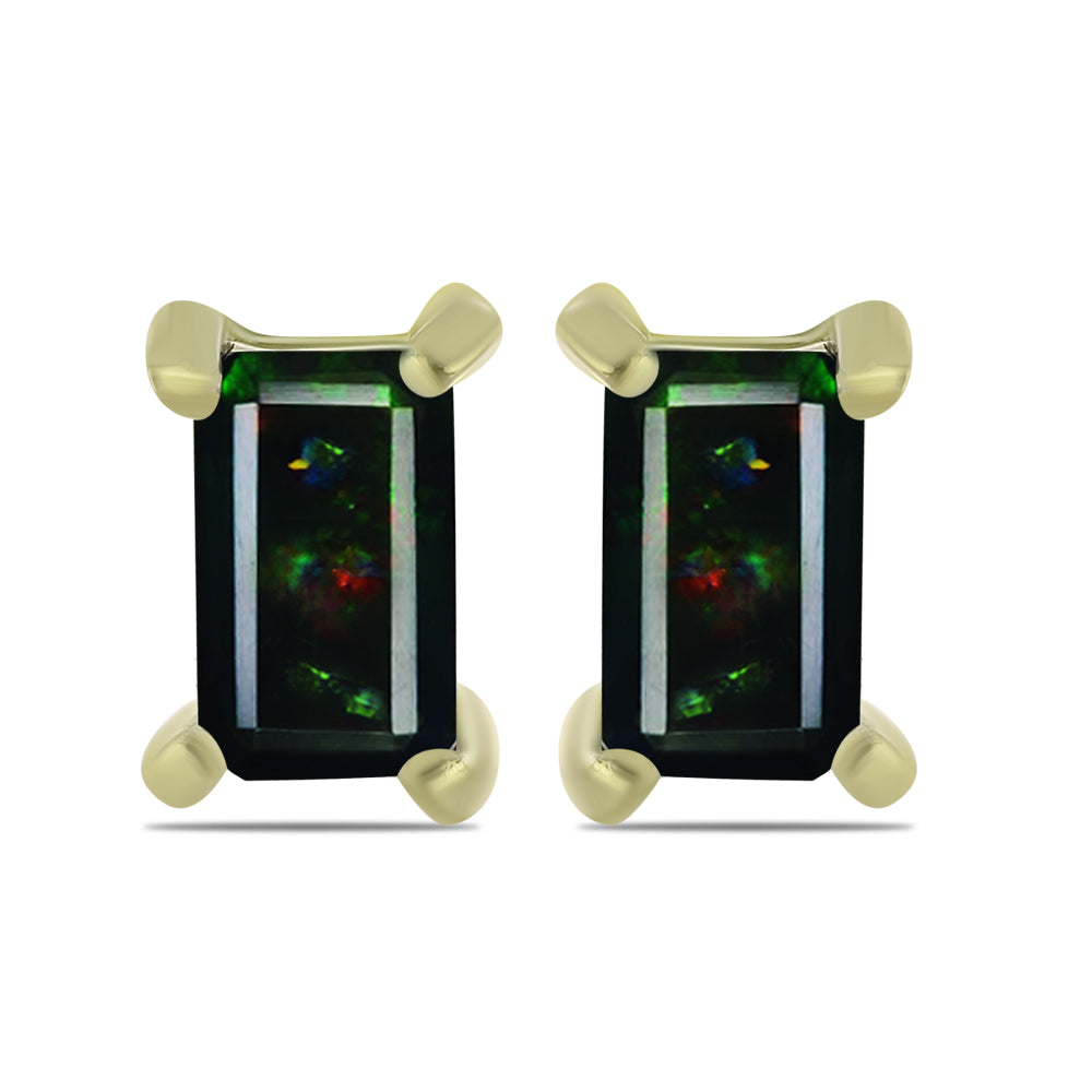 Arannyal Bevont Ezüst Fülbevaló Lega Dembi Éjfekete Etiópiai Opállal 1 