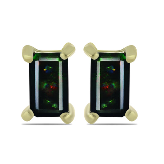 Arannyal Bevont Ezüst Fülbevaló Lega Dembi Éjfekete Etiópiai Opállal