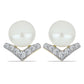 Arannyal Bevont Ezüst Fülbevaló Fehér Édesvízi Kagylógyönggyel és Fehér Topázzal