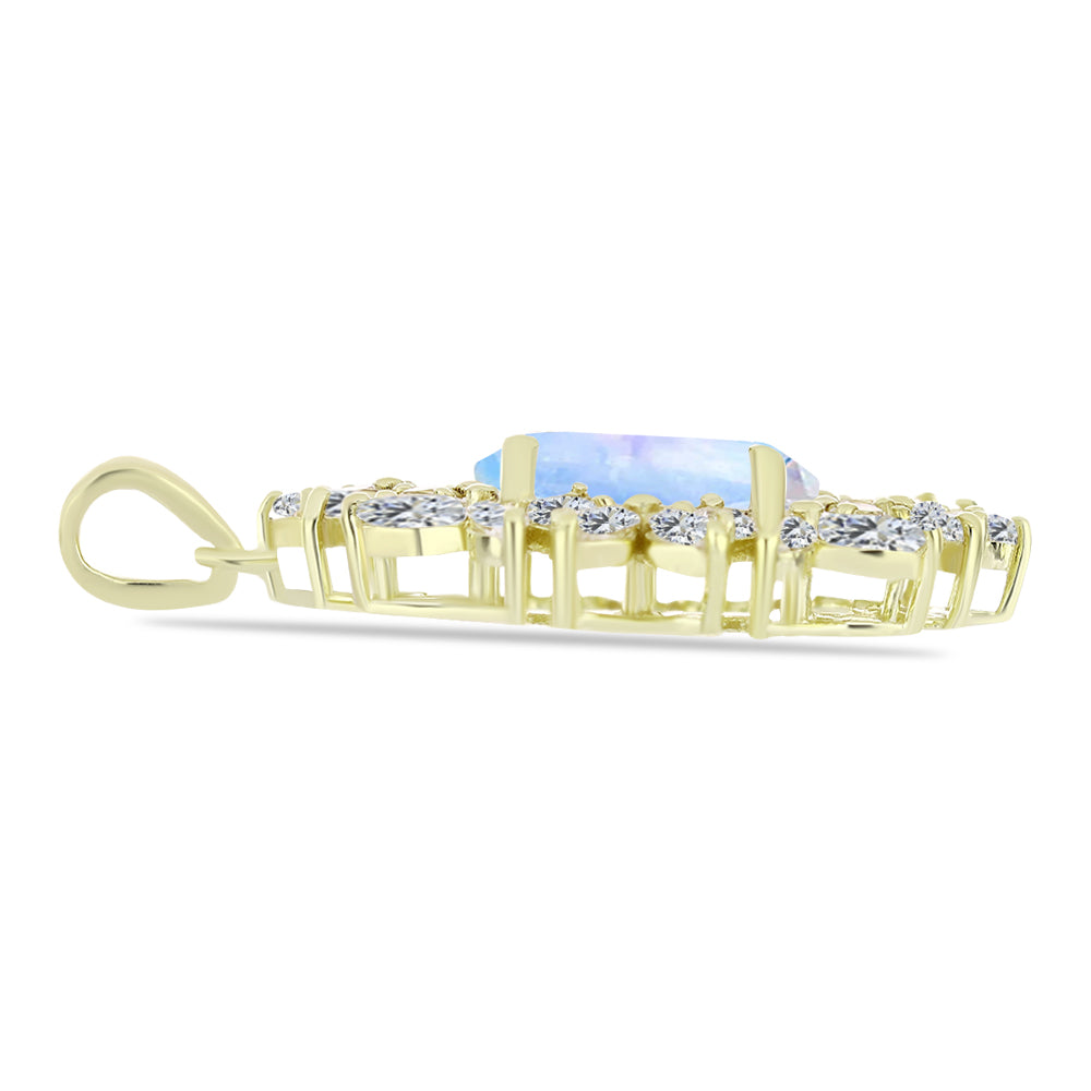 Arannyal Bevont Ezüst Medál Szivárvány Holdkővel és Fehér Cirkónnal 2 