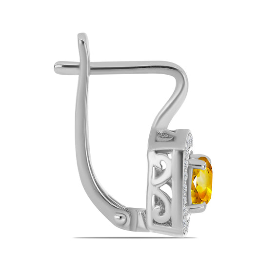 Ezüst Fülbevaló Ural Citrinnel és Fehér Topázzal