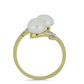 Arannyal Bevont Ezüst Gyűrű Fehér Édesvízi Kagylógyönggyel és Fehér Topázzal