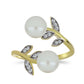 Arannyal Bevont Ezüst Gyűrű Fehér Édesvízi Kagylógyönggyel és Fehér Topázzal