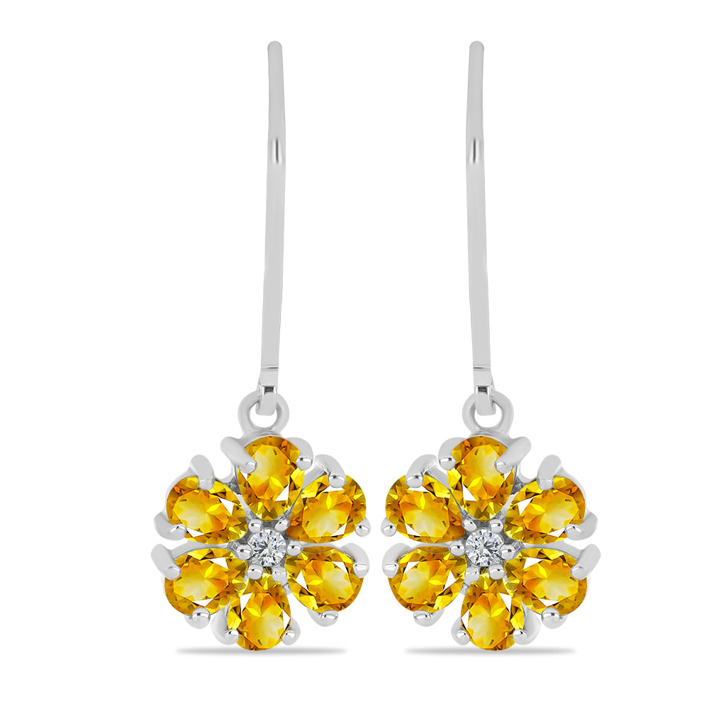 Ezüst Fülbevaló Ural Citrinnel és Fehér Topázzal 1 