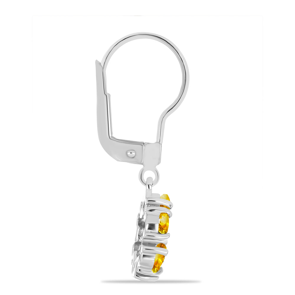 Ezüst Fülbevaló Ural Citrinnel és Fehér Topázzal