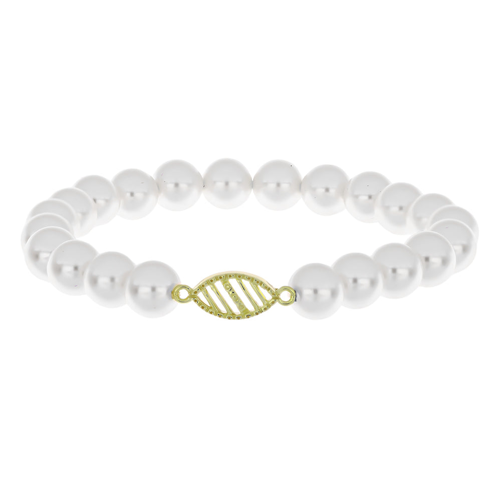 Arannyal Bevont Ezüst Karkötő Fehér Édesvízi Kagylógyönggyel 1 