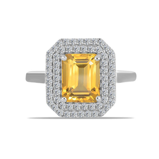 Ezüst Gyűrű Ural Citrinnel és Fehér Topázzal