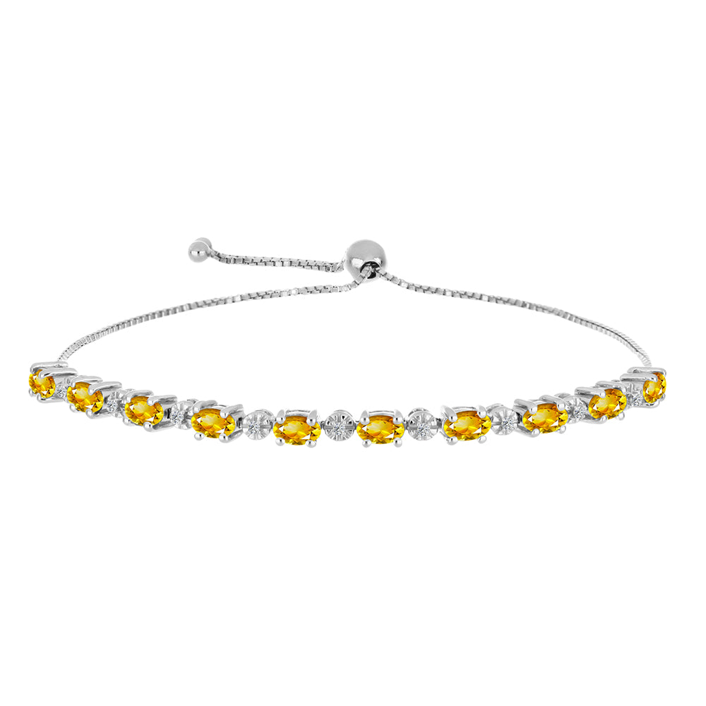 Ezüst Karkötő Ural Citrinnel és Fehér Topázzal