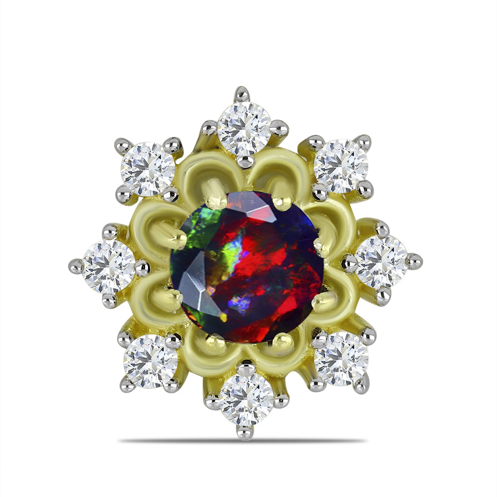 Arannyal Bevont Ezüst Medál Lega Dembi Éjfekete Etiópiai Opállal és Fehér Topázzal 1 