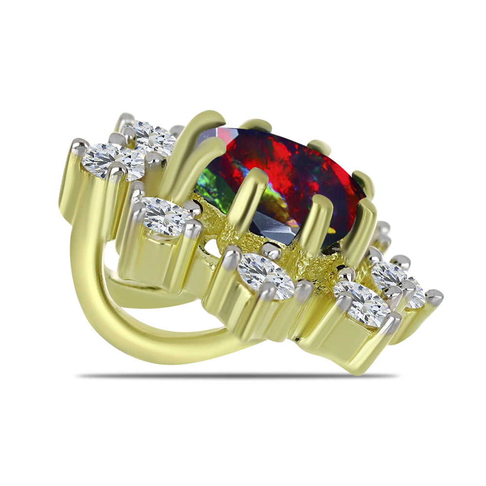 Arannyal Bevont Ezüst Medál Lega Dembi Éjfekete Etiópiai Opállal és Fehér Topázzal 2 