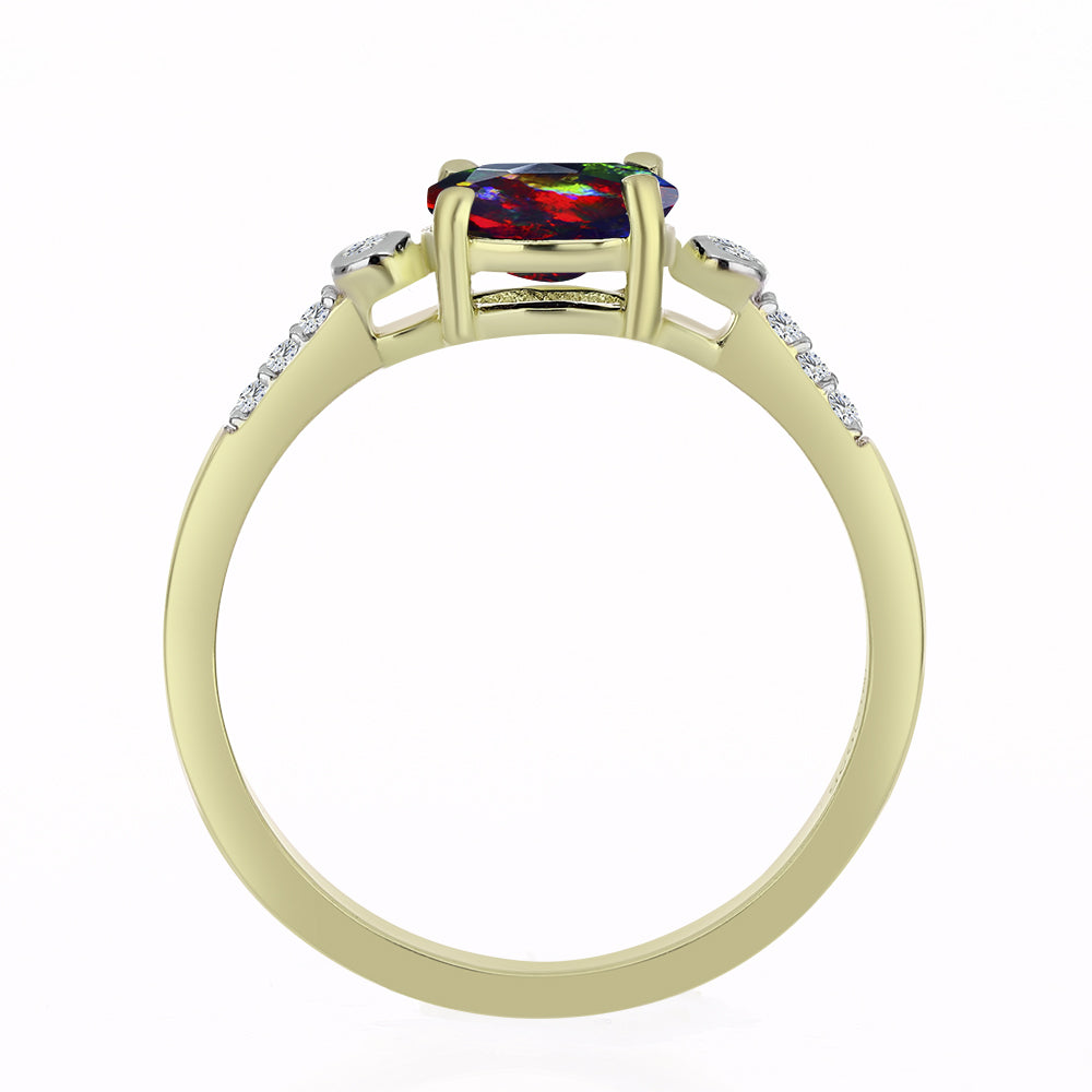 Arannyal Bevont Ezüst Gyűrű Lega Dembi Éjfekete Etiópiai Opállal és Fehér Topázzal