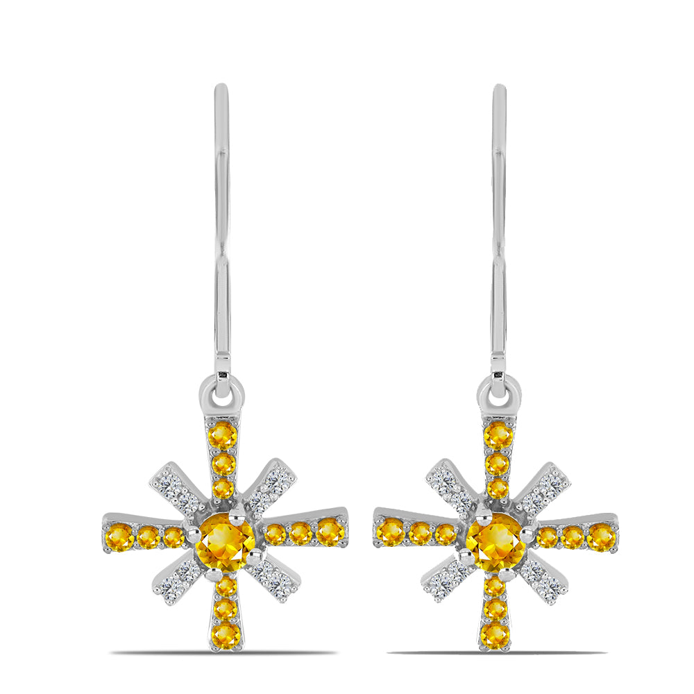 Ezüst Fülbevaló Ural Citrinnel és Fehér Topázzal 1 