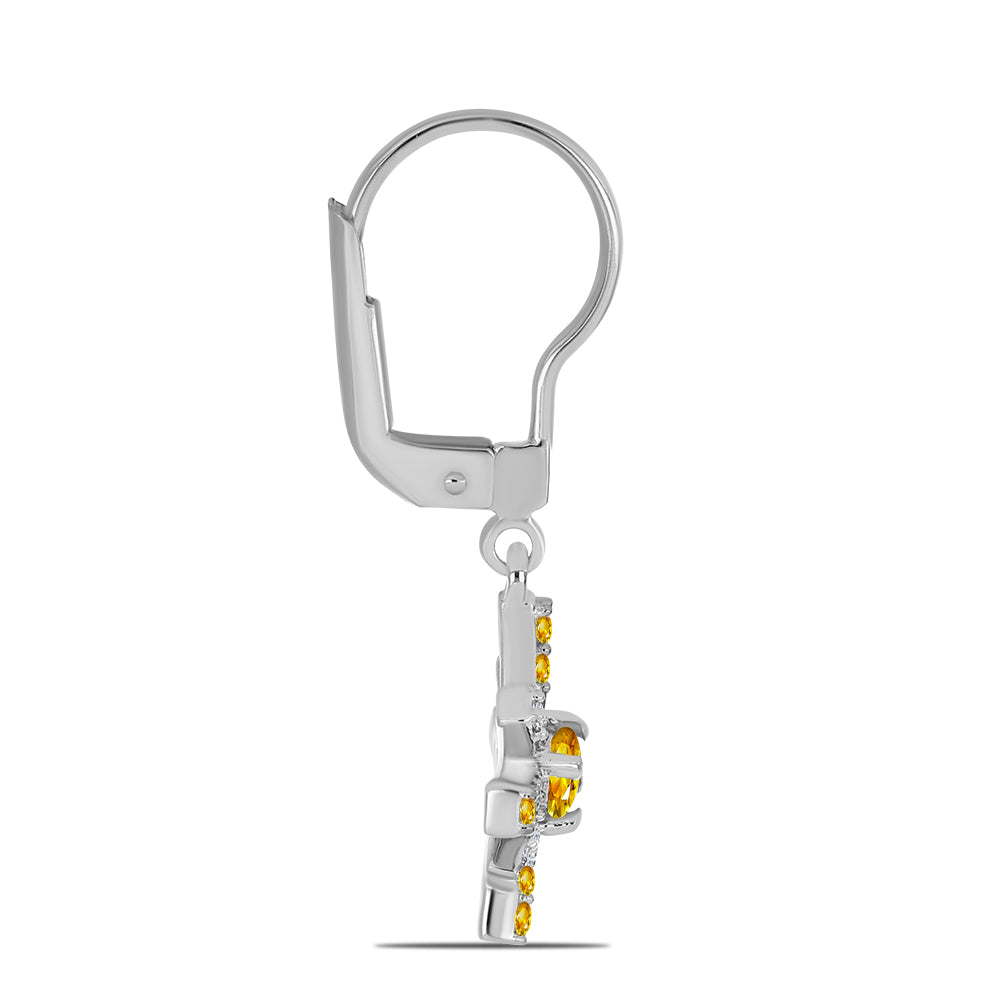 Ezüst Fülbevaló Ural Citrinnel és Fehér Topázzal 2 