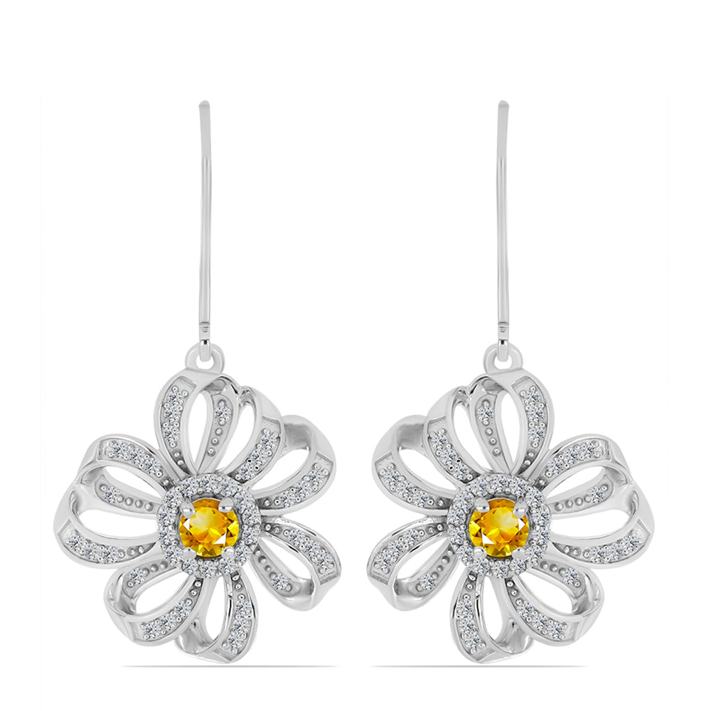 Ezüst Fülbevaló Ural Citrinnel és Fehér Topázzal 1 
