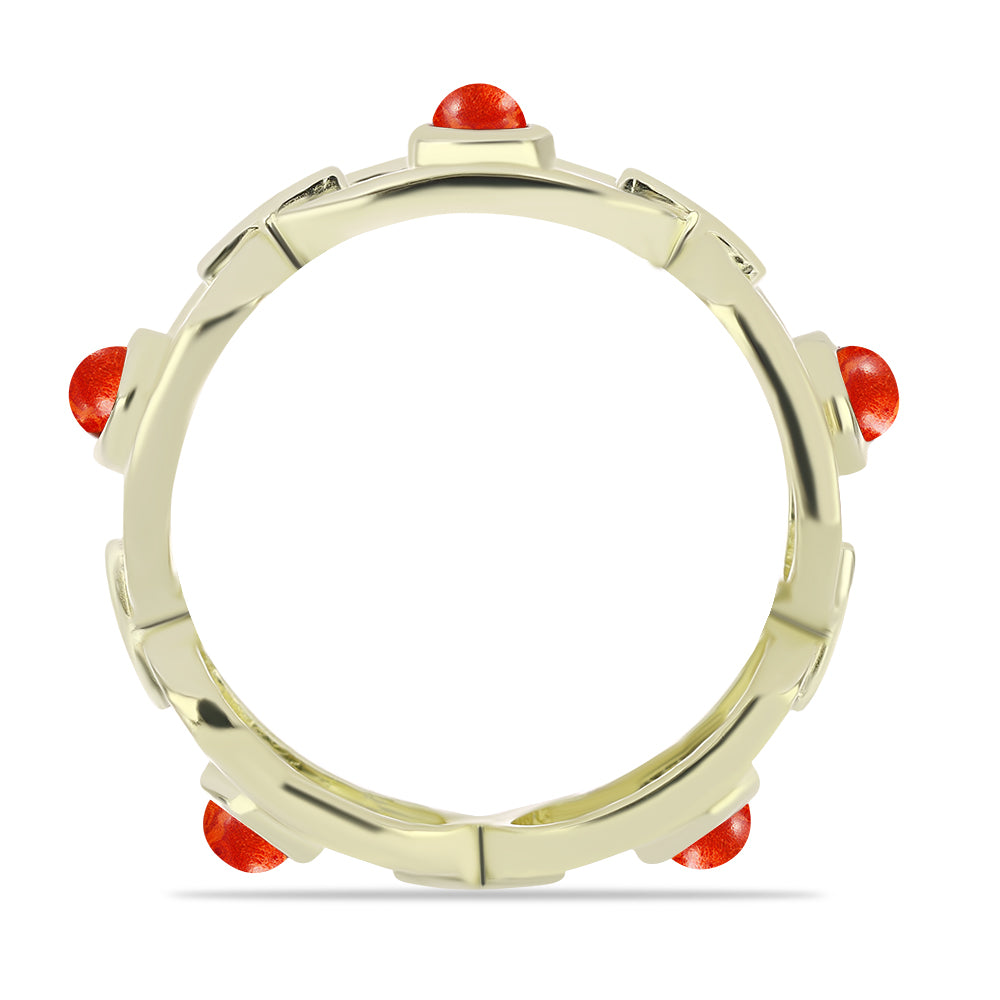 Arannyal Bevont Ezüst Gyűrű Vörös Szivacs Korallal 3 