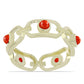 Arannyal Bevont Ezüst Gyűrű Vörös Szivacs Korallal