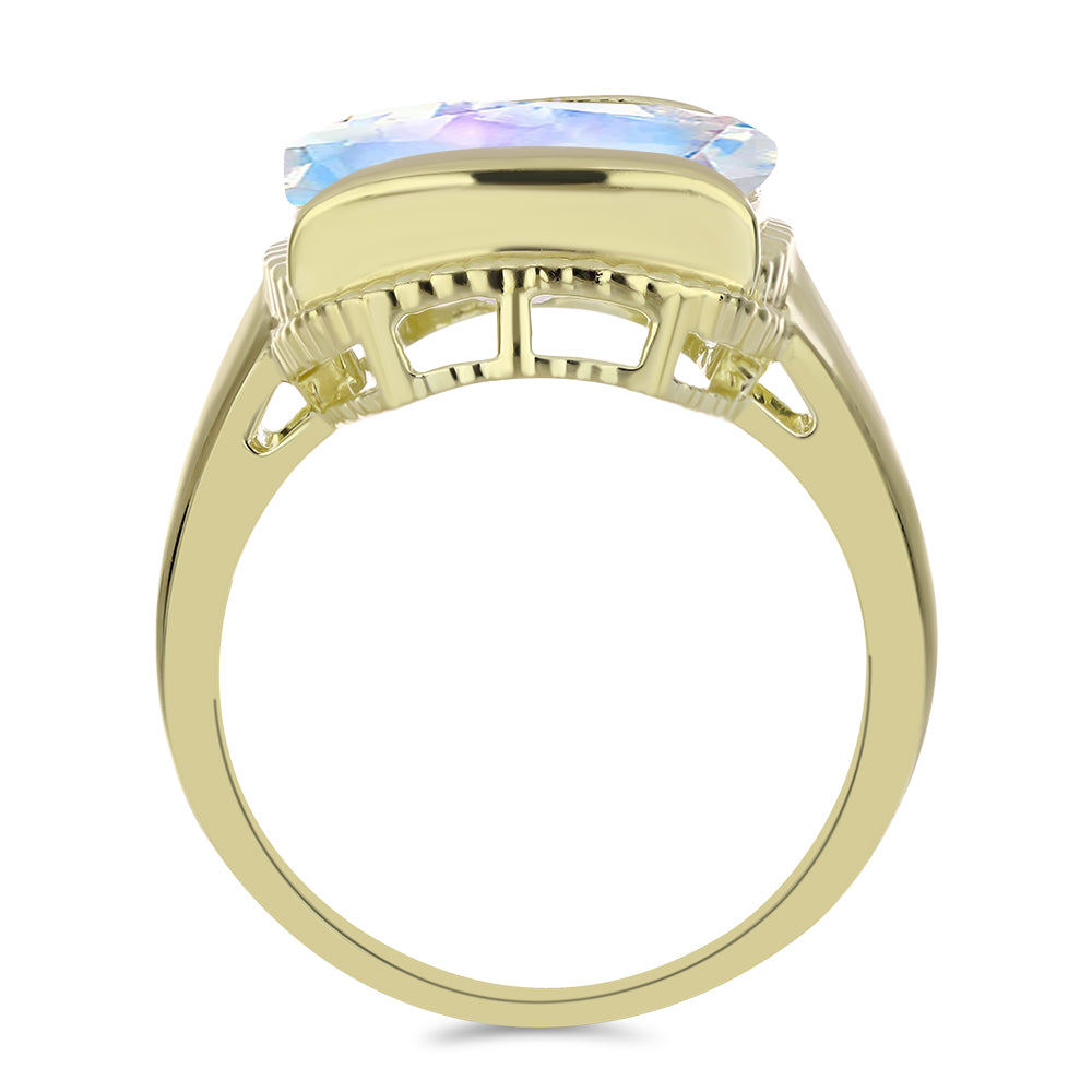 Arannyal Bevont Ezüst Gyűrű Szivárvány Holdkővel