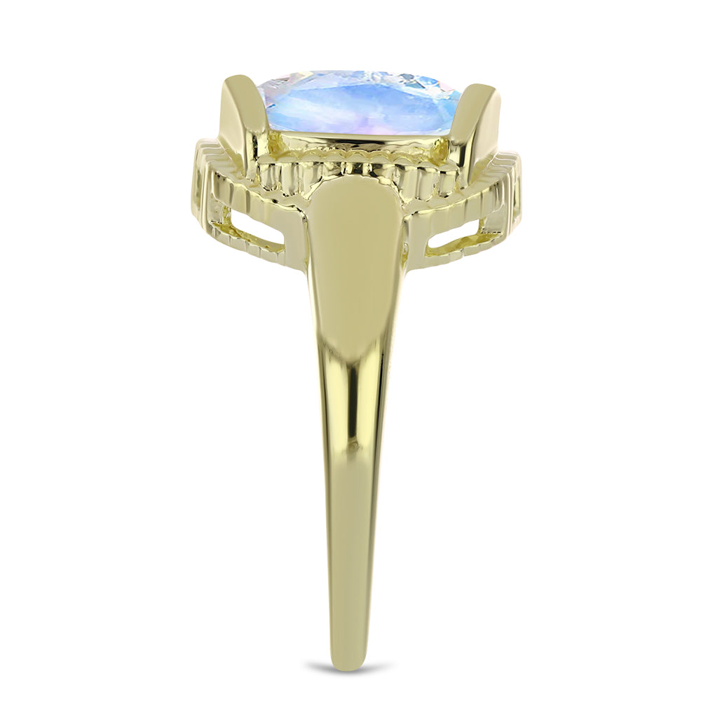 Arannyal Bevont Ezüst Gyűrű Szivárvány Holdkővel