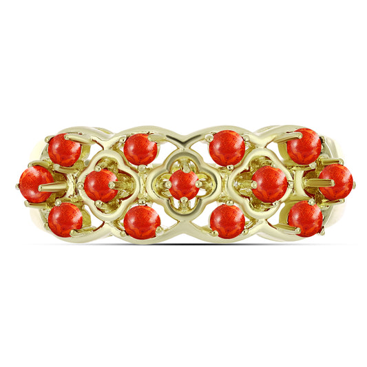 Arannyal Bevont Ezüst Gyűrű Vörös Szivacs Korallal