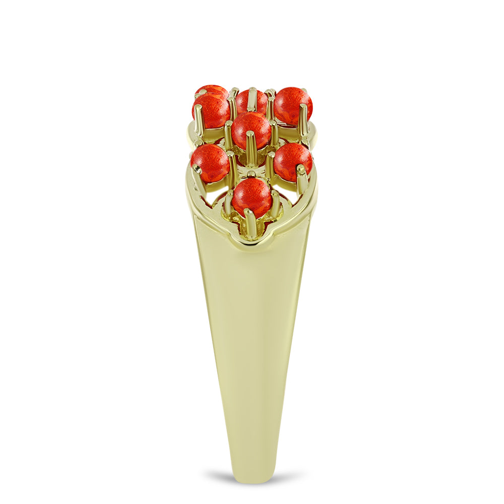 Arannyal Bevont Ezüst Gyűrű Vörös Szivacs Korallal 4 