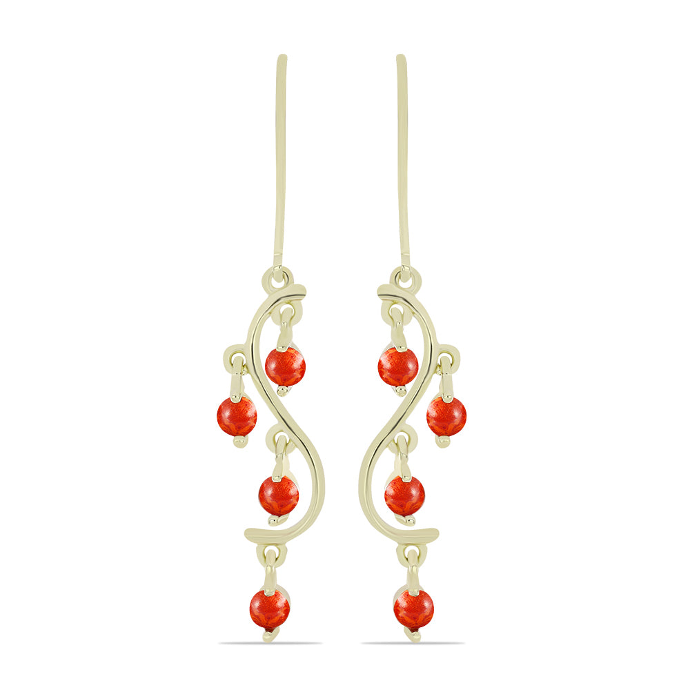 Arannyal Bevont Ezüst Fülbevaló Vörös Szivacs Korallal