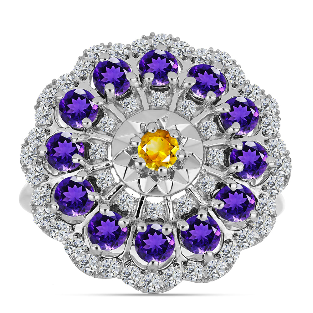 Ezüst Gyűrű Ural Citrinnel és Marokkói Ametiszttel 1 