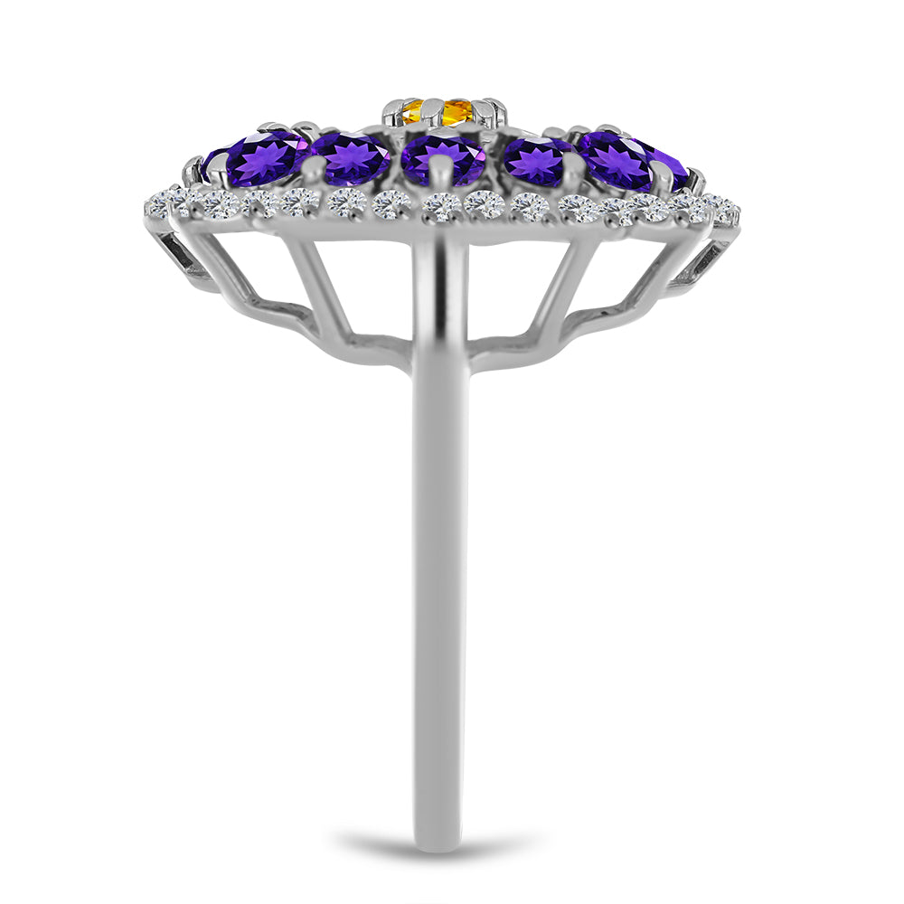 Ezüst Gyűrű Ural Citrinnel és Marokkói Ametiszttel