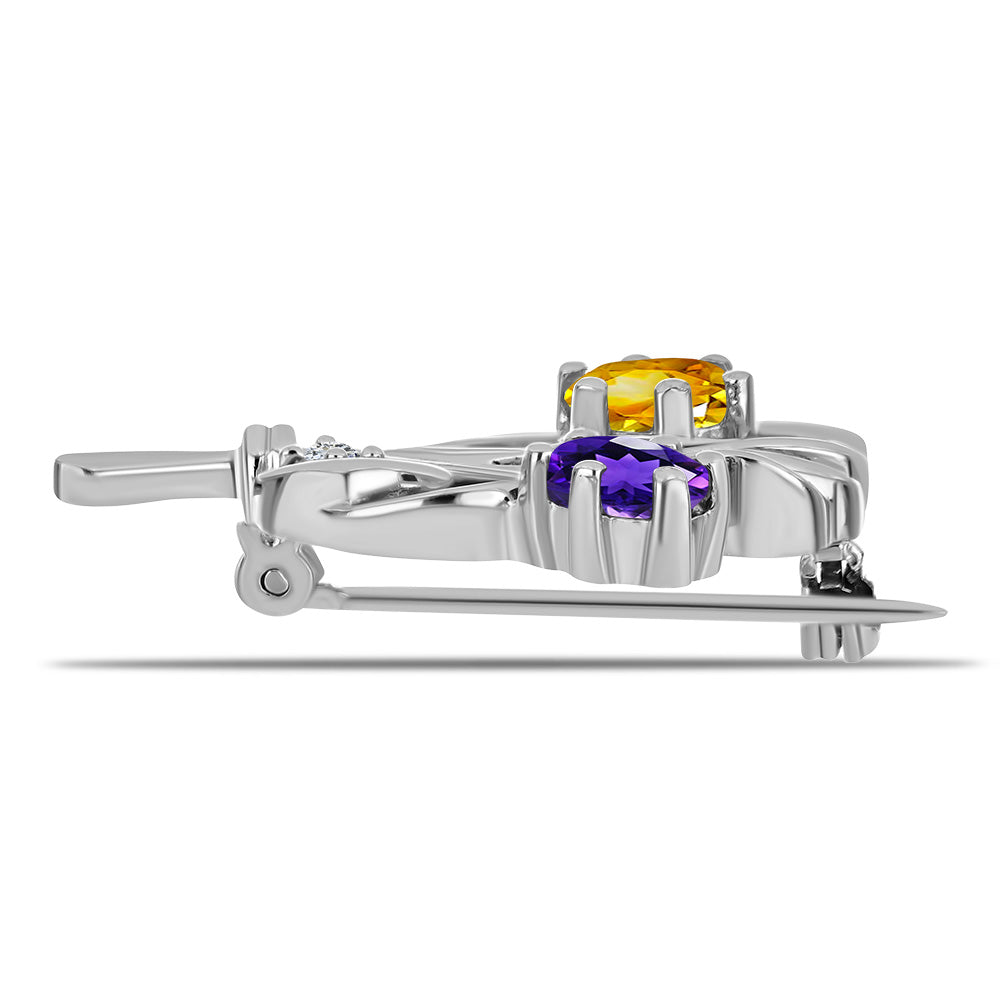 Ezüst Bross Ural Citrinnel és Marokkói Ametiszttel 2 