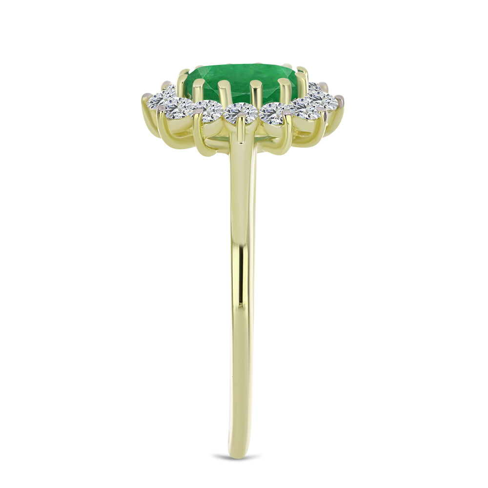 Arannyal Bevont Ezüst Gyűrű Zambiai Smaragddal és Fehér Topázzal 4 