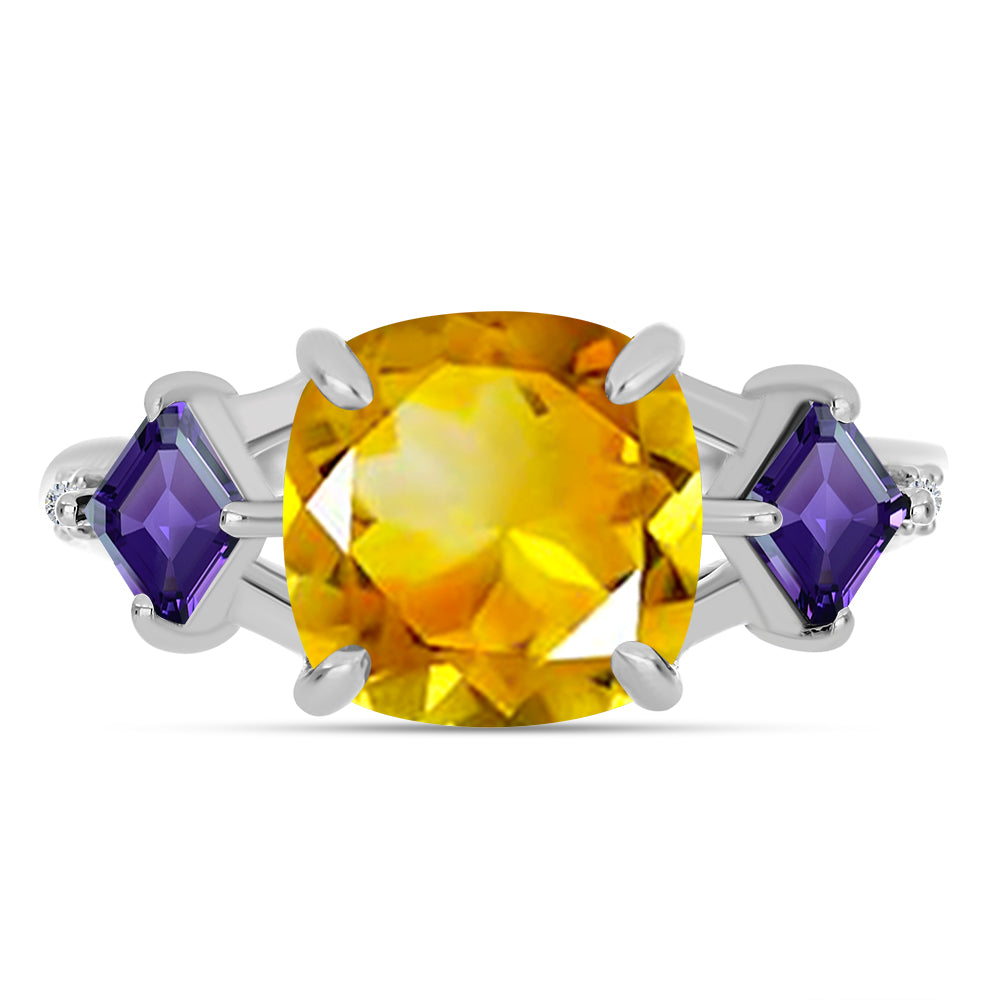 Ezüst Gyűrű Ural Citrinnel és Marokkói Ametiszttel 1 