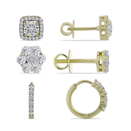 Arannyal Bevont Ezüst Szett Minősített laboratóriumban előállított Gyémánttal ( Fülbevaló )