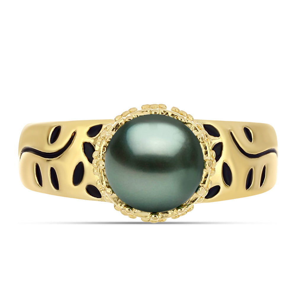 Arannyal Bevont Ezüst Gyűrű "Tahiti-zöld" illúzió édesvízi Kagylógyönggyel 1 