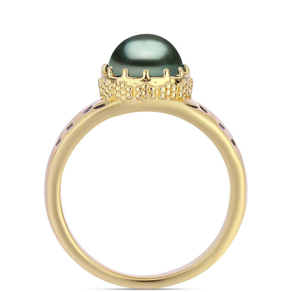 Arannyal Bevont Ezüst Gyűrű "Tahiti-zöld" illúzió édesvízi Kagylógyönggyel