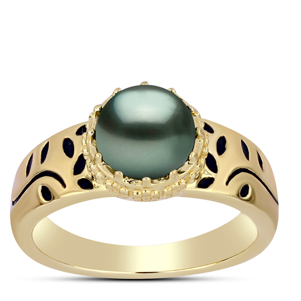 Arannyal Bevont Ezüst Gyűrű "Tahiti-zöld" illúzió édesvízi Kagylógyönggyel