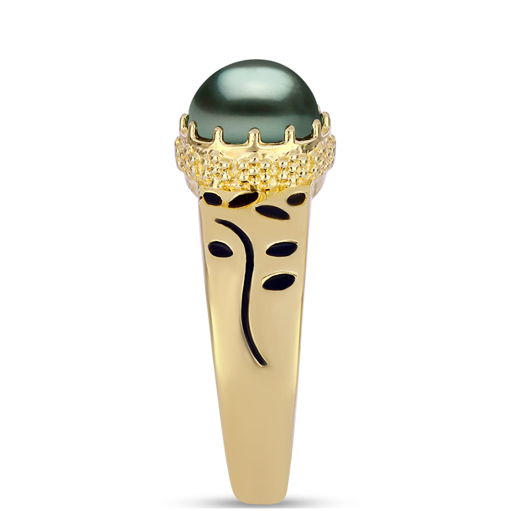 Arannyal Bevont Ezüst Gyűrű "Tahiti-zöld" illúzió édesvízi Kagylógyönggyel 4 