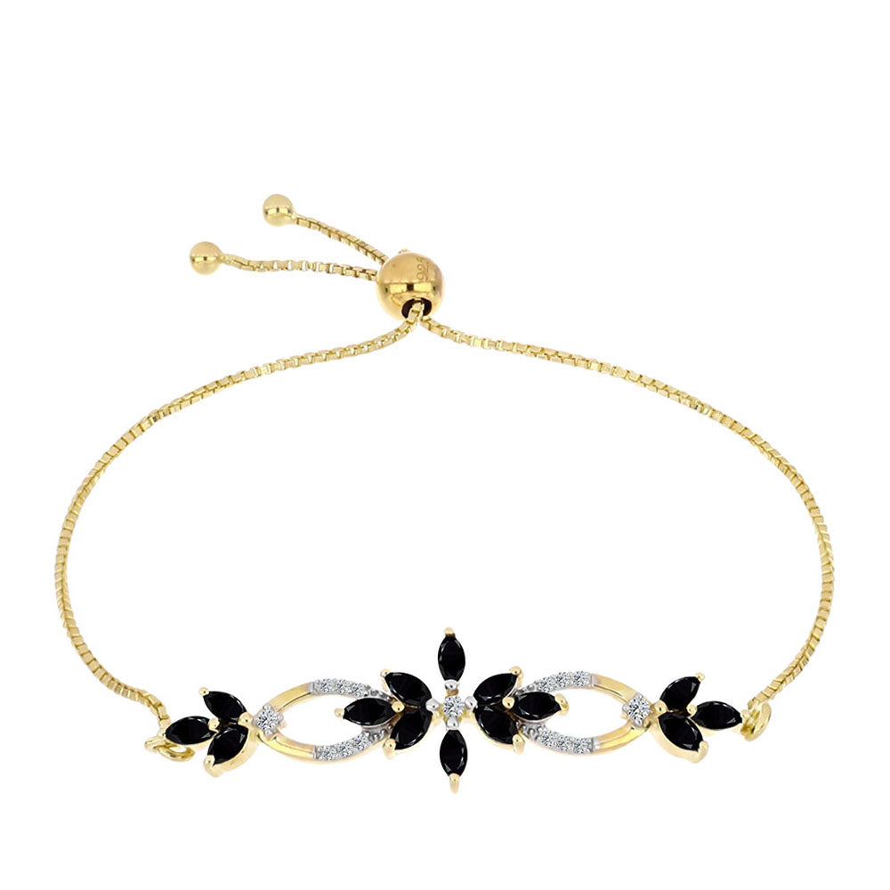 Arannyal Bevont Ezüst Karkötő Fekete Onixszal és Fehér Topázzal 1 