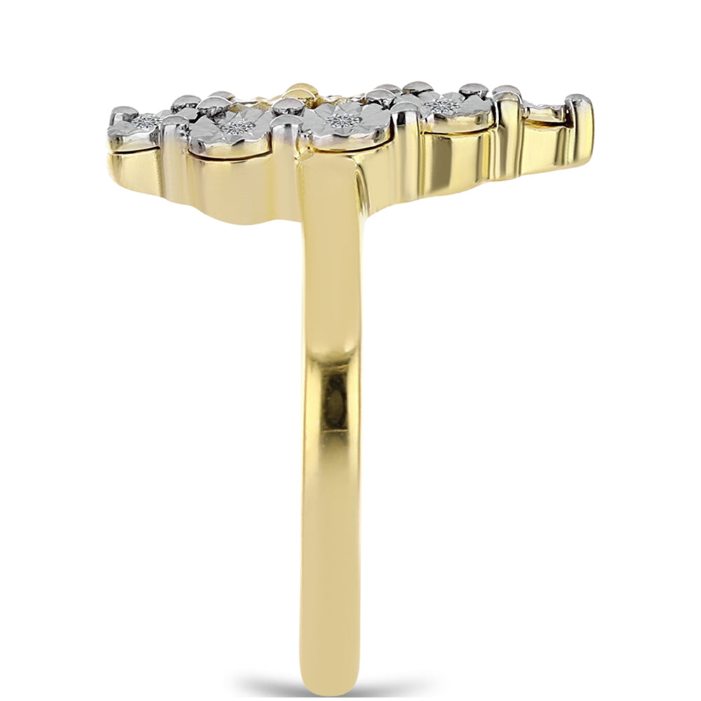 Arannyal Bevont Ezüst Gyűrű Kognak Gyémánttal és Fehér Topázzal