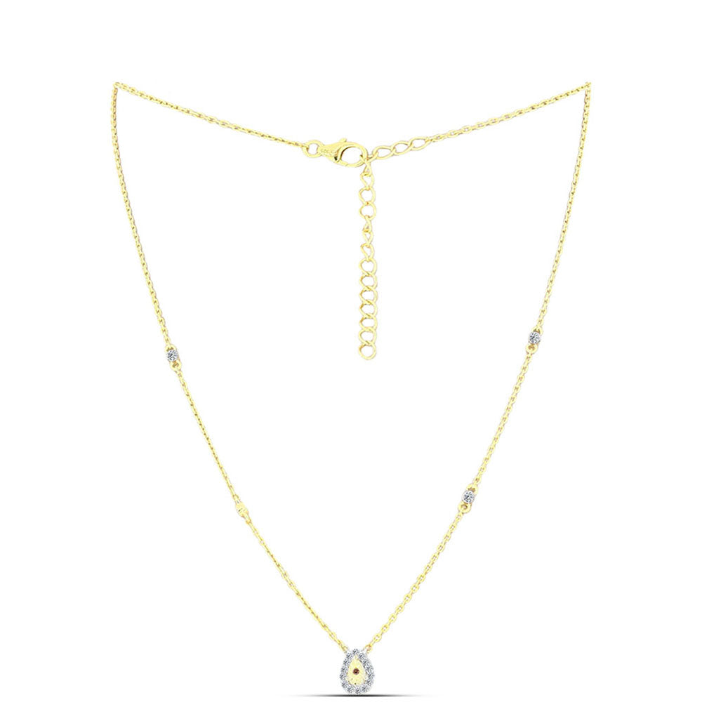 Arannyal Bevont Ezüst Nyaklánc Kognak Gyémánttal és Fehér Topázzal