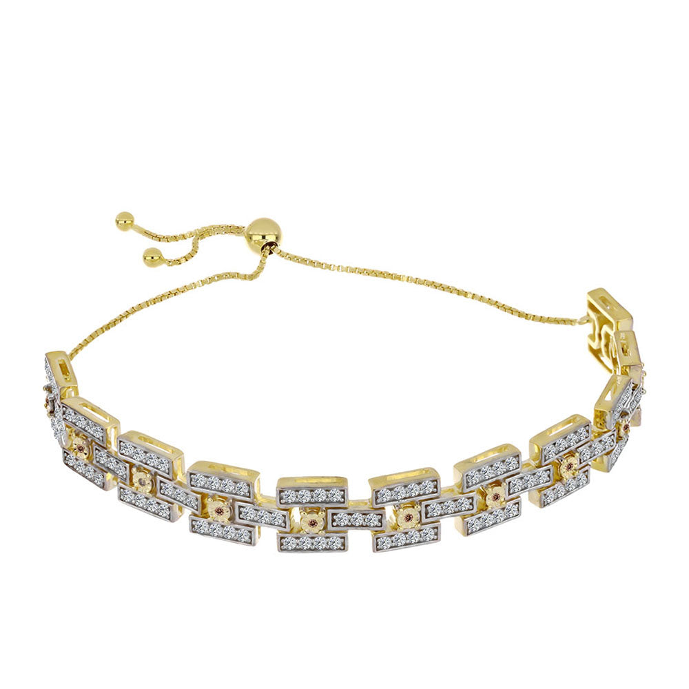 Arannyal Bevont Ezüst Karkötő Kognak Gyémánttal és Fehér Topázzal 1 